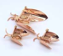 Vintage Set of Rose Gold Citrine and Ruby Bug Pin