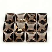 Princess cut! Unheated! 9.71ct Smoky Quartz set