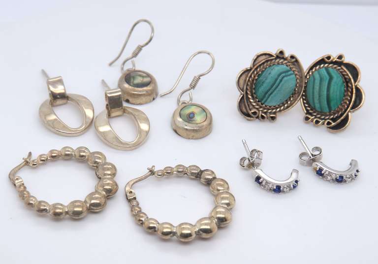 Group Lot of Vintage 925 Sterling Silver Earrings