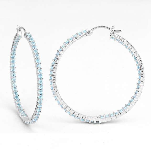 Plated Rhodium 3.60ctw Blue Topaz Earrings