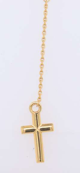 Italian 14KT Yelow Gold Beautiful Celestial Moon Lariat Style Rosary Necklace