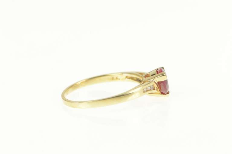 14K Yellow Gold Trillion Syn. Ruby Diamond Accent Classic Ring