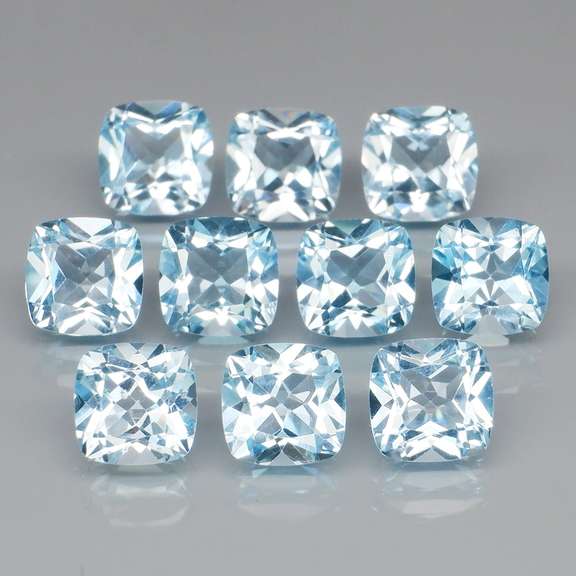 Sky blue 12.98ct cushion cut Topaz set