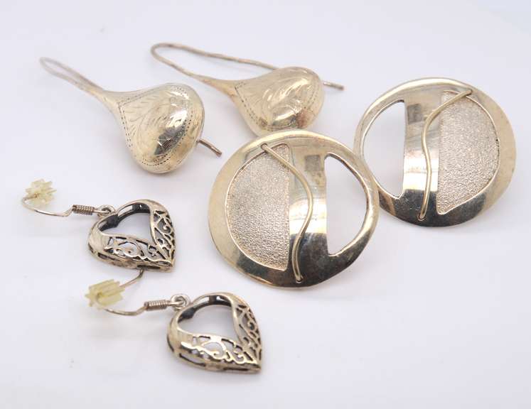 Group Lot of Vintage Sterling Silver Earrings