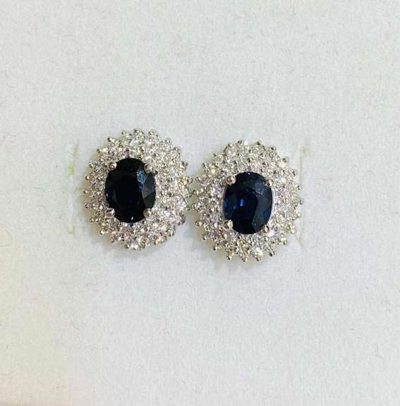 14kt Gold, Blue Sapphire & Diamond Earrings