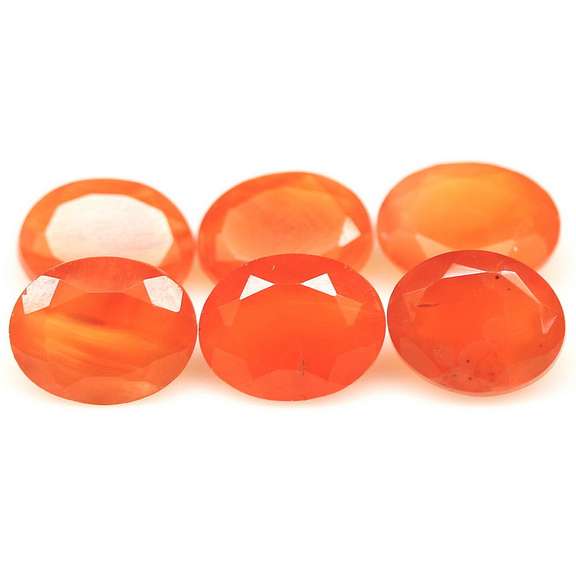 Vivid orange 13.68ct untreated oval cut Carnelian set
