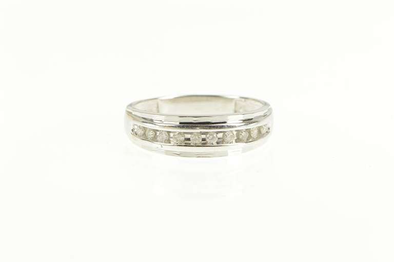 10K White Gold 0.20 Ctw Diamond Channel Men's Wedding Ring
