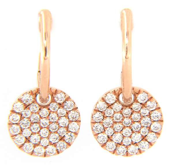 New Gabriel & Co Pave Diamond Disc Dangle Hoop Earrings