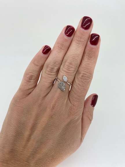 14k White Gold Diamond Bypass Leaf Ring