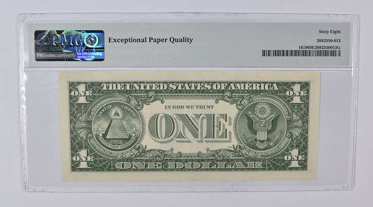 1957 $1 Silver Cert. Fr# 1619 (UA Block) PMG 68 EPQ Superb Gem UNC