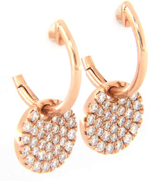 New Gabriel & Co Pave Diamond Disc Dangle Hoop Earrings