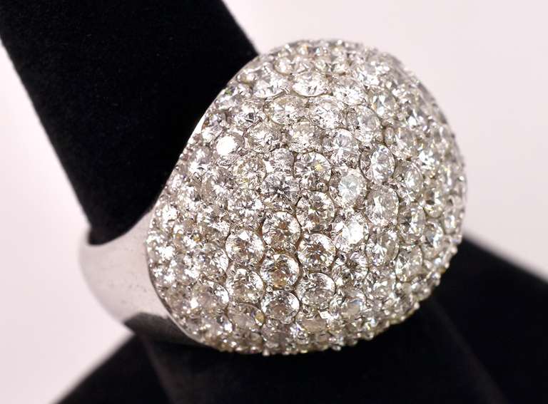 Delightful 5.00 Carat Diamond Dome Ring in 14K White Gold