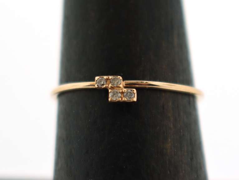 Sliding Double Pair Diamond 18k Rose Gold Ring