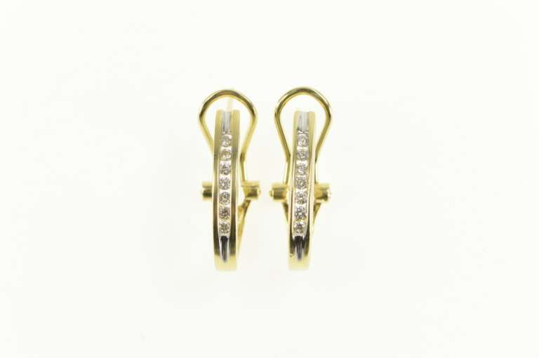 14K Yellow Gold 0.35 Ctw Diamond Oval Channel Statement Hoop Earrings