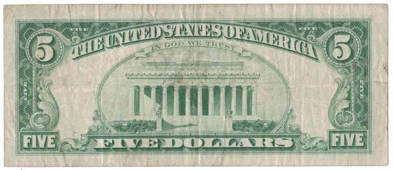1963 Red Seal $5 Five Dollar United State Bank Note
