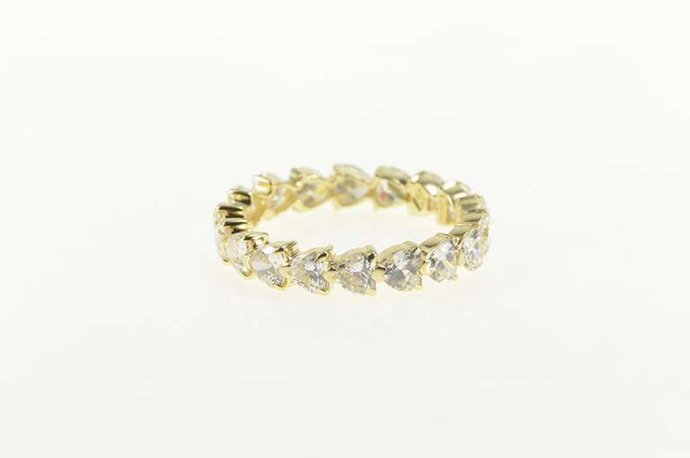 14K Yellow Gold Heart CZ Eternity Anniversary Stackable Band Ring