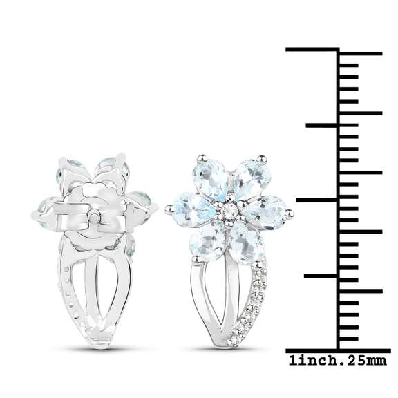 Plated Rhodium 1.44ctw Aquamarine and White Topaz Earrings