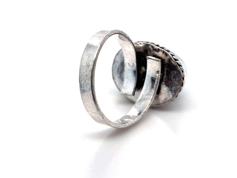 👻BOO!TFUL👻 Oval Black Onyx Tibetan Silver Double Rope Design Ring