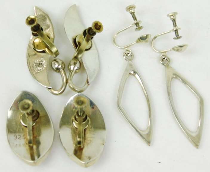 3 Pairs of Early Sterling Screwback Earrings