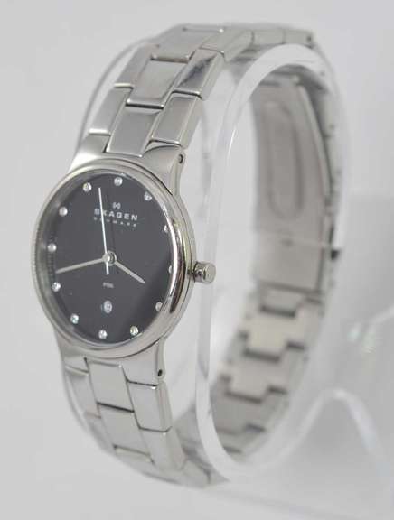 Skagen Black Dial Steel Watch, Pre-Owned.
