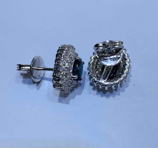 14kt Gold, Blue Sapphire & Diamond Earrings