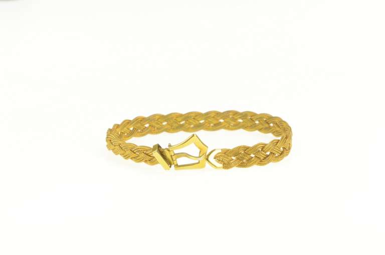 14K Yellow Gold Gold Filled Victorian Braided Chain Link Buckle Chain Bracelet