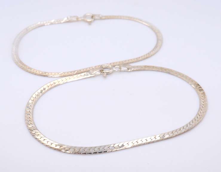 Group Lot of 2 Italian Vintage Sterling Silver Bracelets