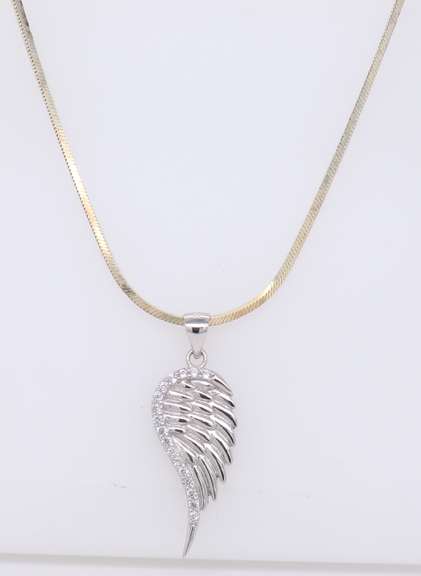 Vintage Sterling Silver Wing Pendant on Chain