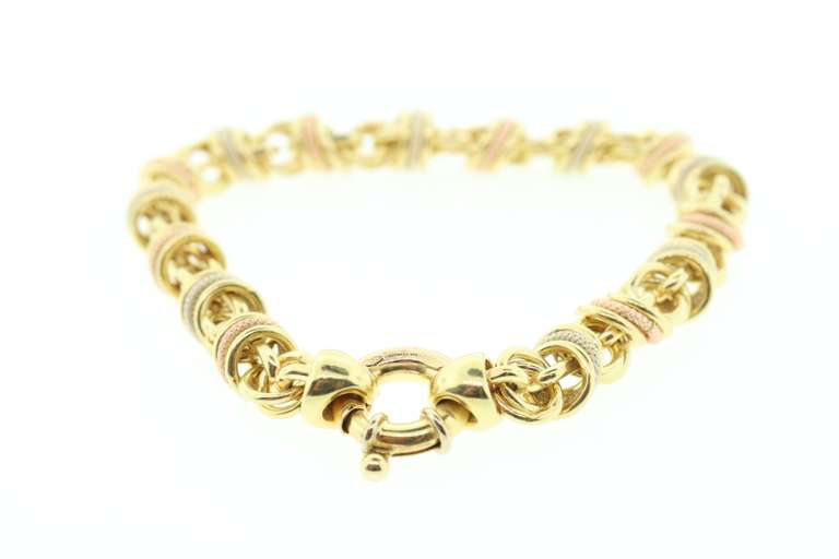 Contemporary 14k White and Yellow Gold Chain Bracelet