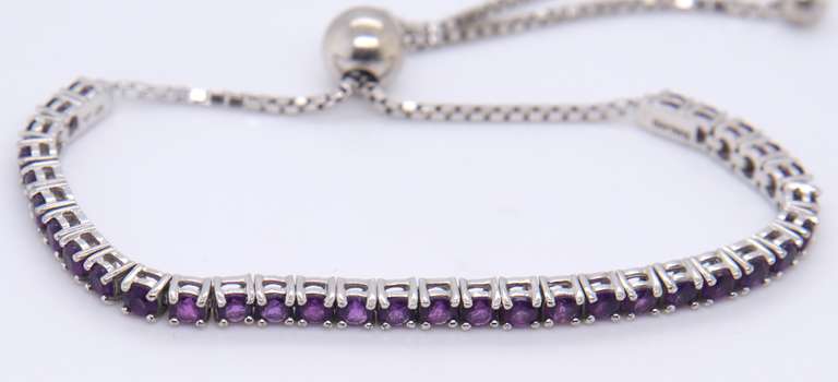 Vintage Sterling Silver Gemstone Box Chain adjustable Bracelet