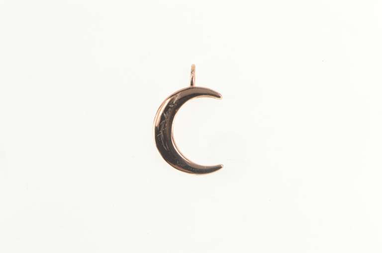 Sterling Silver Rose Crescent Moon Star Celestial Space Charm/Pendant