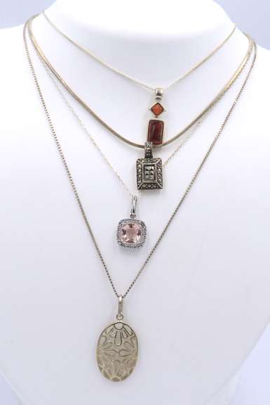Goup Lot of 4 Sterling Silver Necklaces