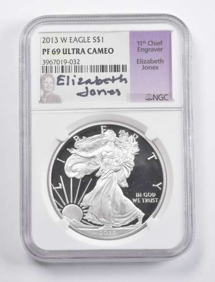 PF69 UCAM 2013-W American Silver Eagle Signed Jones NGC