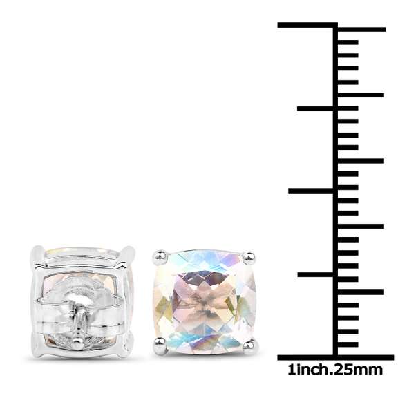 Plated Rhodium 4.20ctw Rainbow White Mystic Quartz Earrings