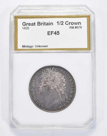 EF45 1820 Great Britain 1/2 Crown - Graded PCI