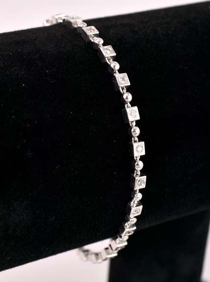 Dazzling Diamond Bead Style Bracelet in 14K White Gold