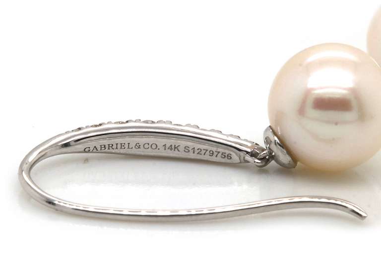 New Gabriel & Co Diamond and Pearl Dangle Earrings