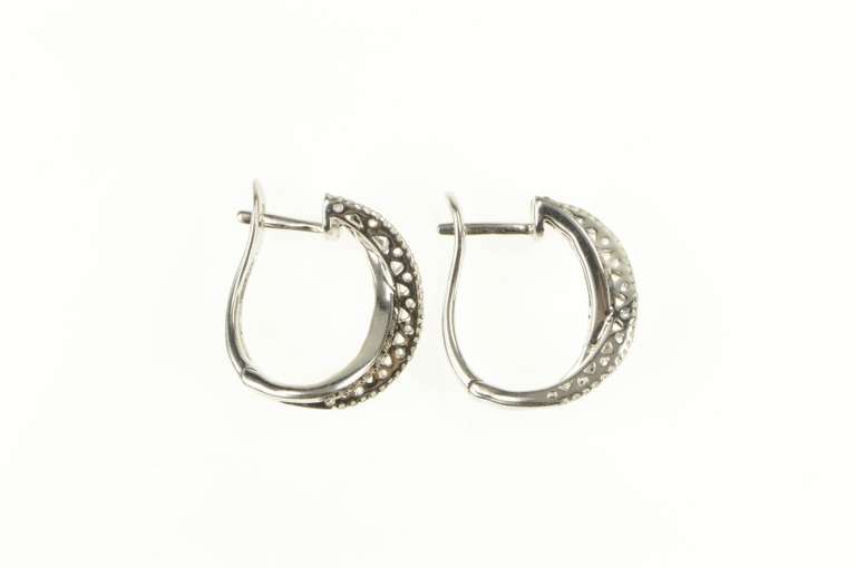 14K White Gold LeVian Criss Cross Diamond Oval Hoop Earrings