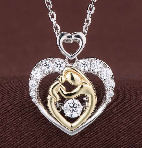 Sterling Silver Mother & Child Dancing stone pendant