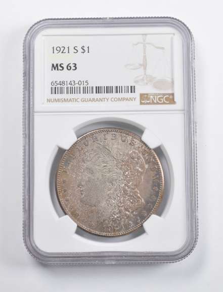 MS63 1921-S Morgan Silver Dollar NGC - Great Tone