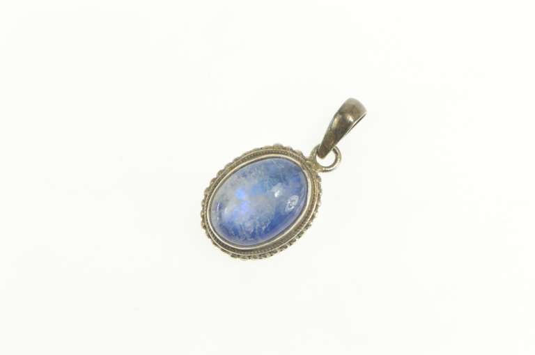 Sterling Silver Oval Moonstone Cabochon Southwestern Pendant