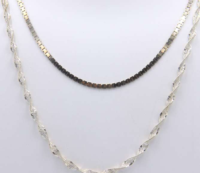 Lot of 2 Sterling Silver Chain Necklaces