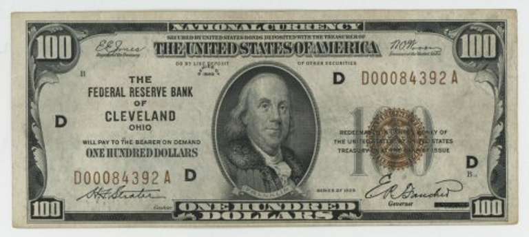 Very nice Series of 1929 $100 Federal Reserve Bank Note