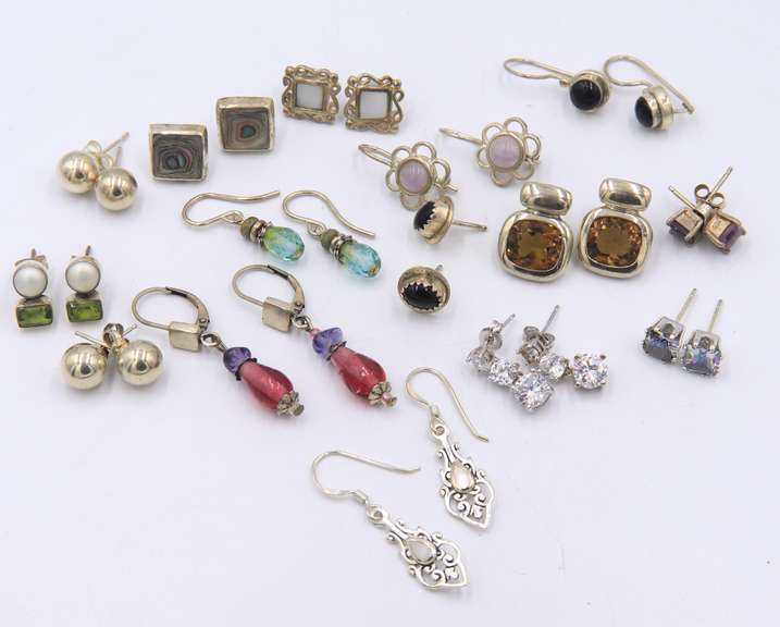 Group Lot of Vintage 925 Sterling Silver Earrings