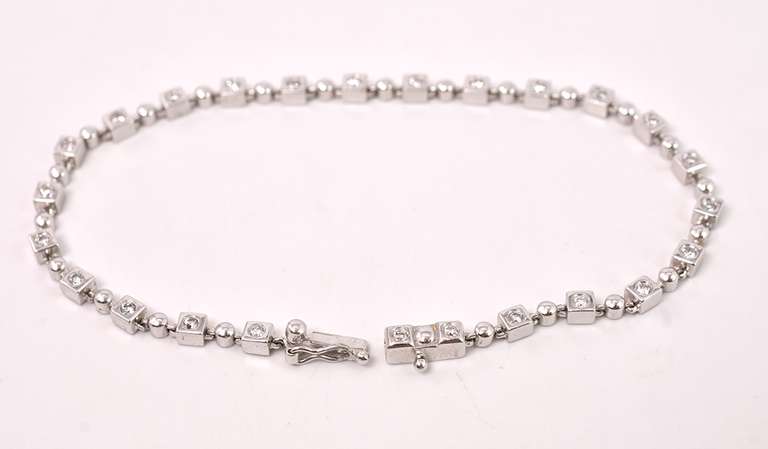 Dazzling Diamond Bead Style Bracelet in 14K White Gold