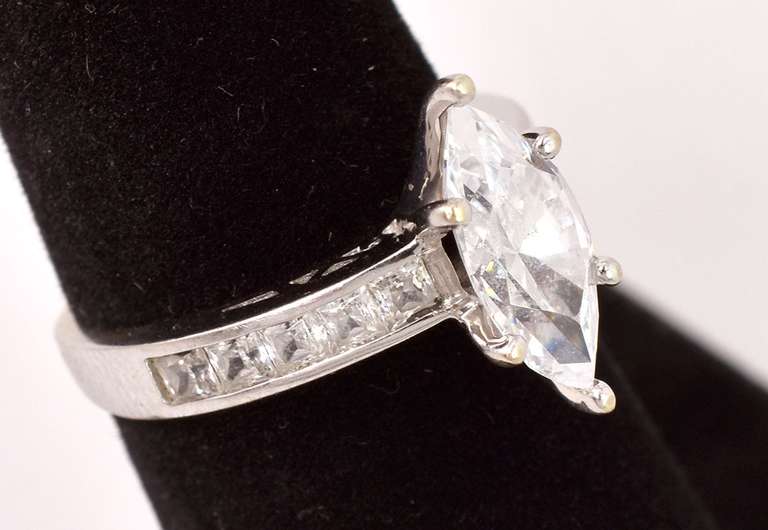 Sparkling CZ Ring in 14K White Gold