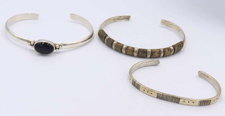 Group Lot of 3 Vintage Sterling Silver Cuff Bangles