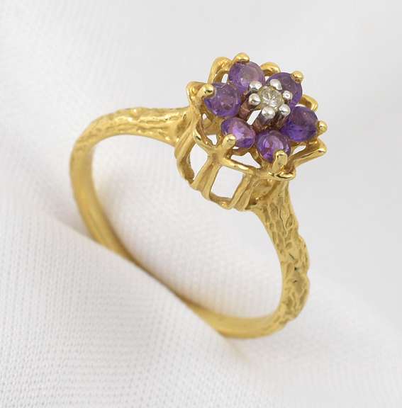 High Mount 14k Amethyst Flower Ring