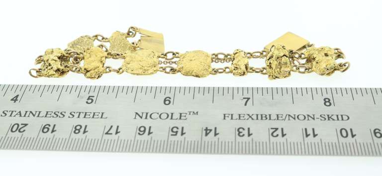 Antique 18k Gold Nugget Chain Bracelet