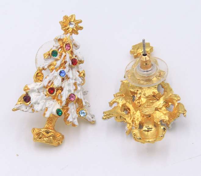 Group Lot of Christmas Earrings and Pins